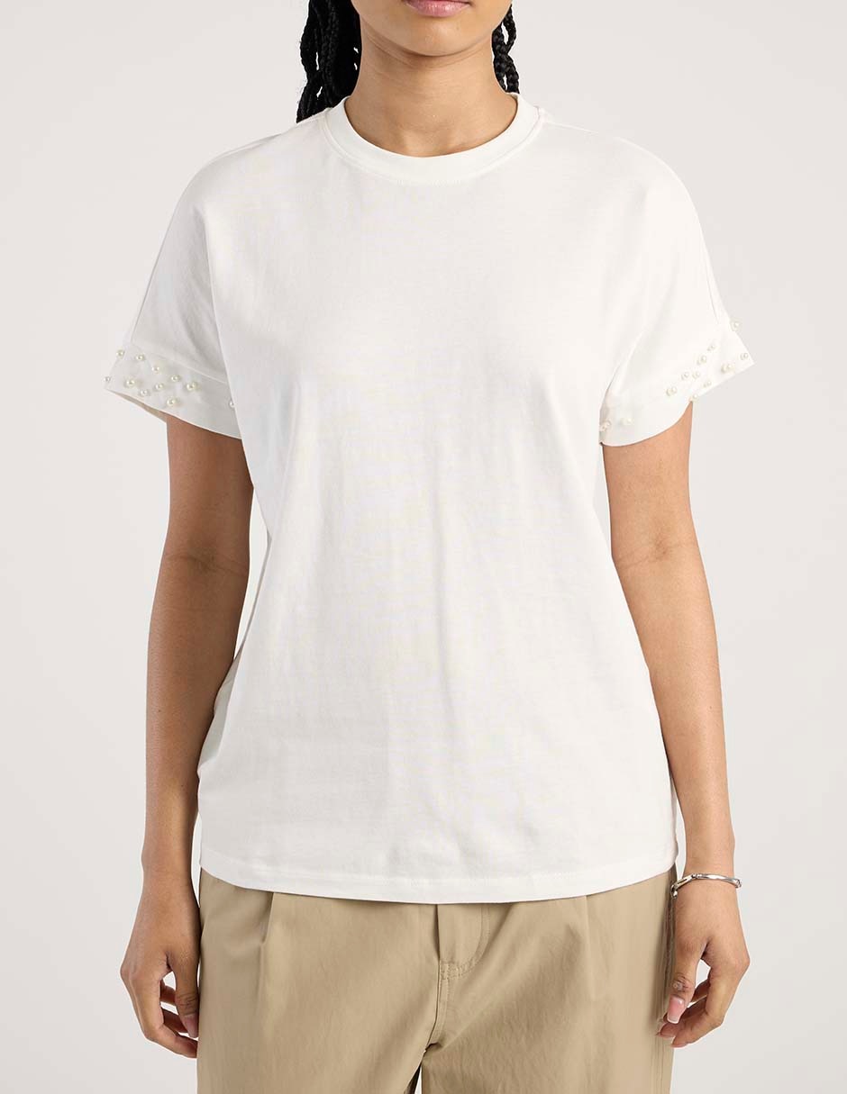 Playera manga corta cuello redondo mujer