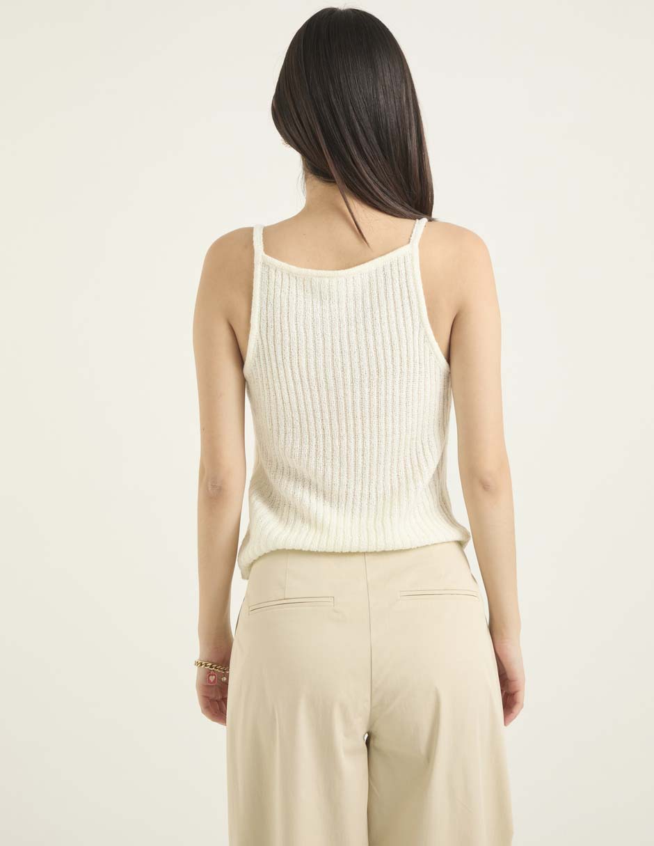 Top cuello redondo tirante delgado
