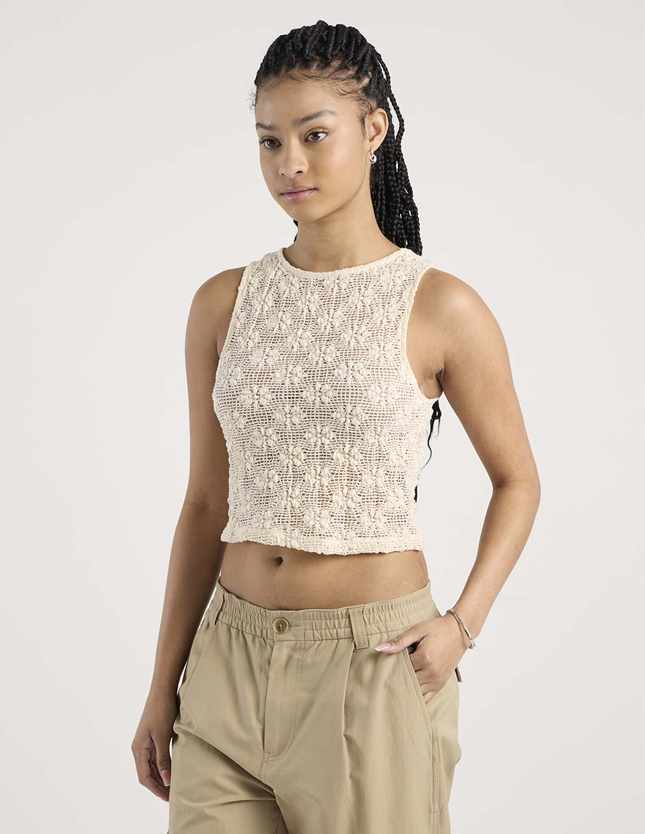 Top cuello redondo escote regular Top cuello redondo escote regular