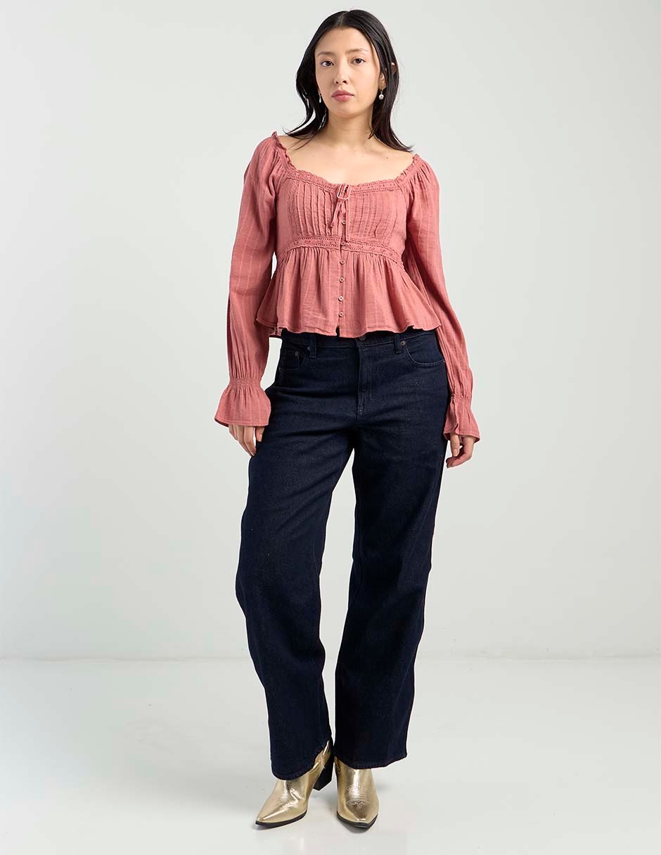 Blusa American Eagle manga larga para mujer