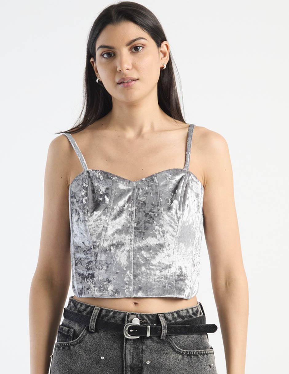 Top cuello v escote corazón tirante delgado Top cuello v escote corazón tirante delgado