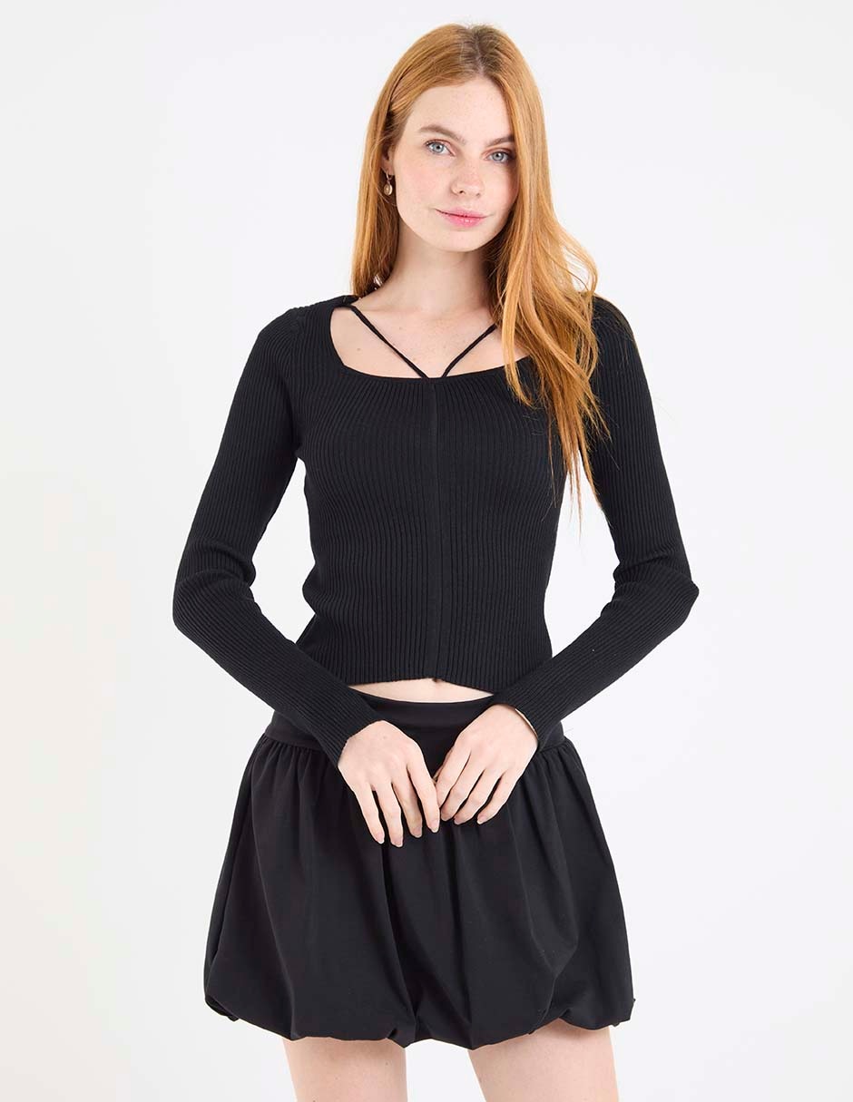Suéter cuello con escote para mujer