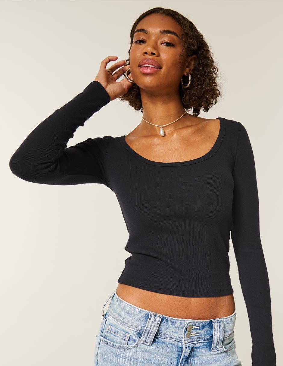 Blusa manga larga cuello redondo mujer 2