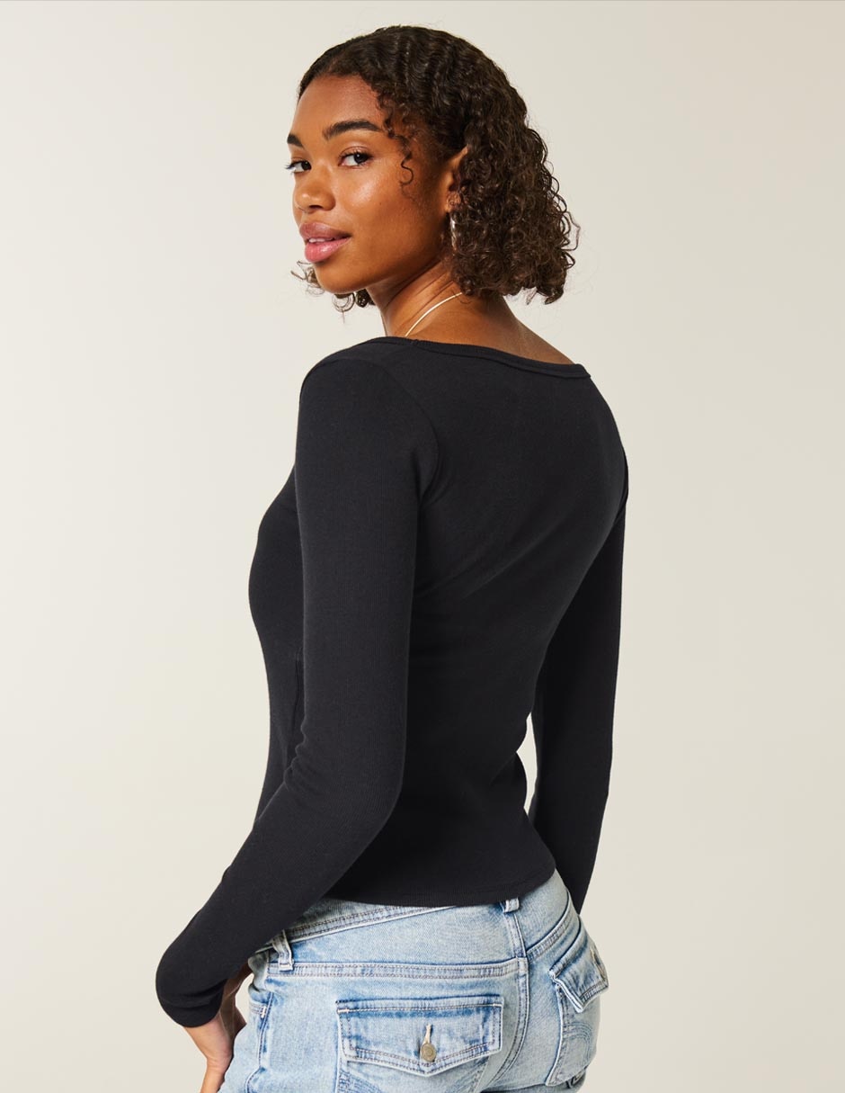 Blusa manga larga cuello redondo mujer 3