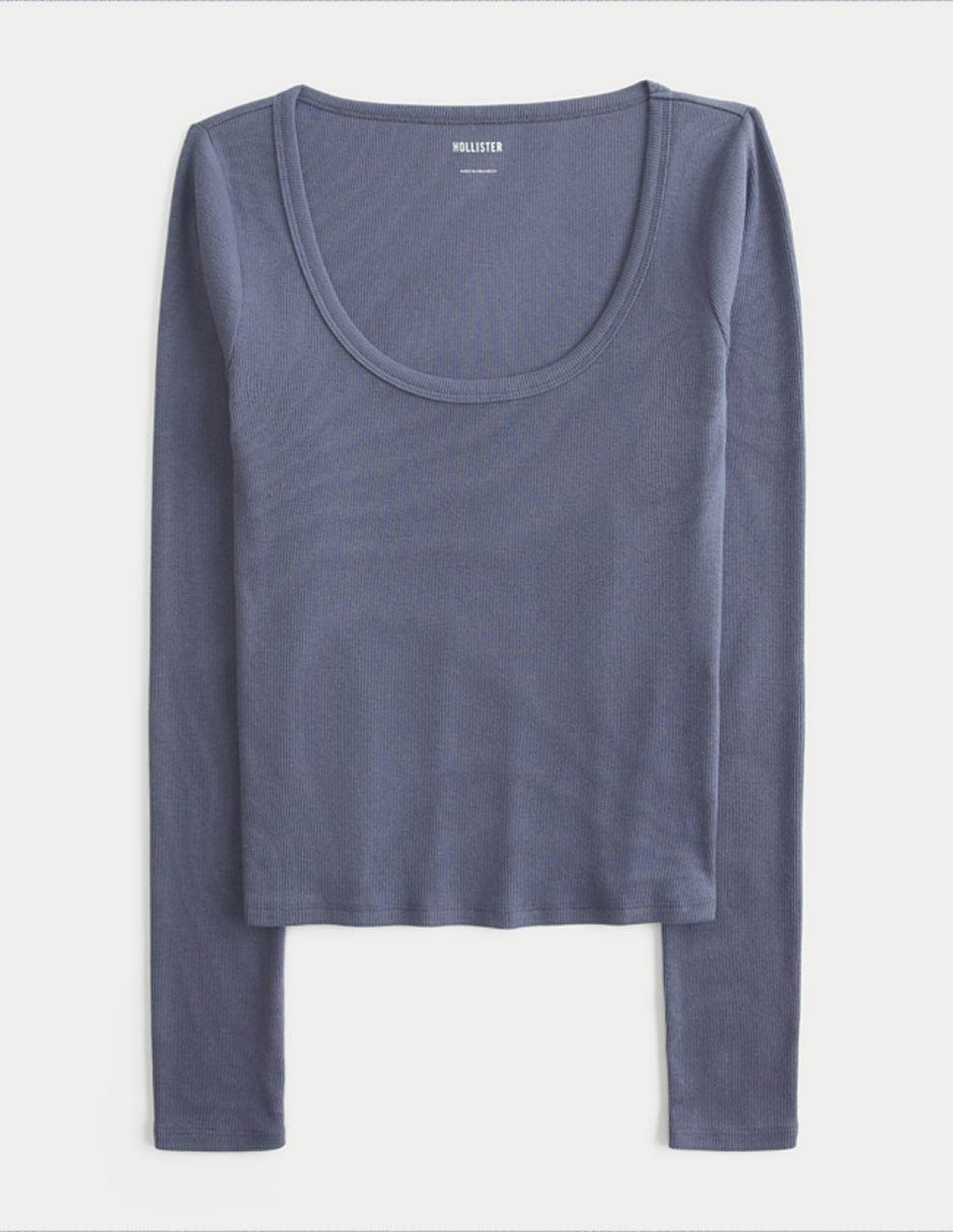Playera manga larga cuello redondo para mujer Playera manga larga cuello redondo para mujer