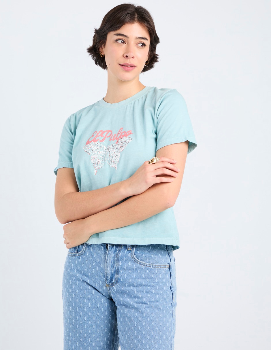Playera manga corta cuello redondo para mujer 2