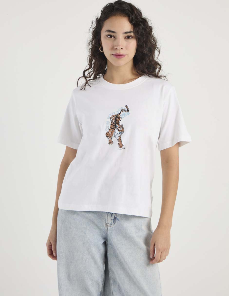 Playera manga corta cuello redondo para mujer