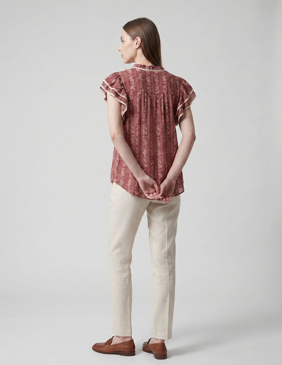 Blusa Coffee Bean manga corta para mujer