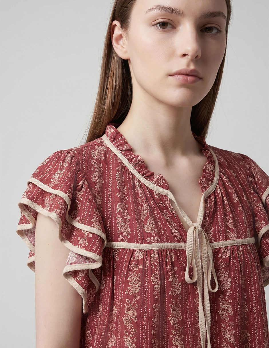 Blusa Coffee Bean manga corta para mujer
