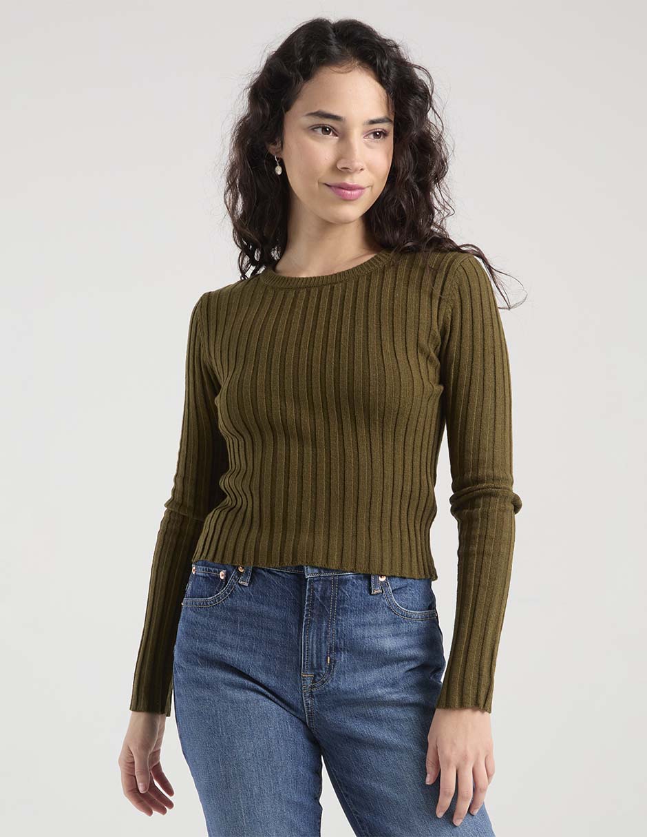 Suéter Coffee Bean cuello redondo para mujer