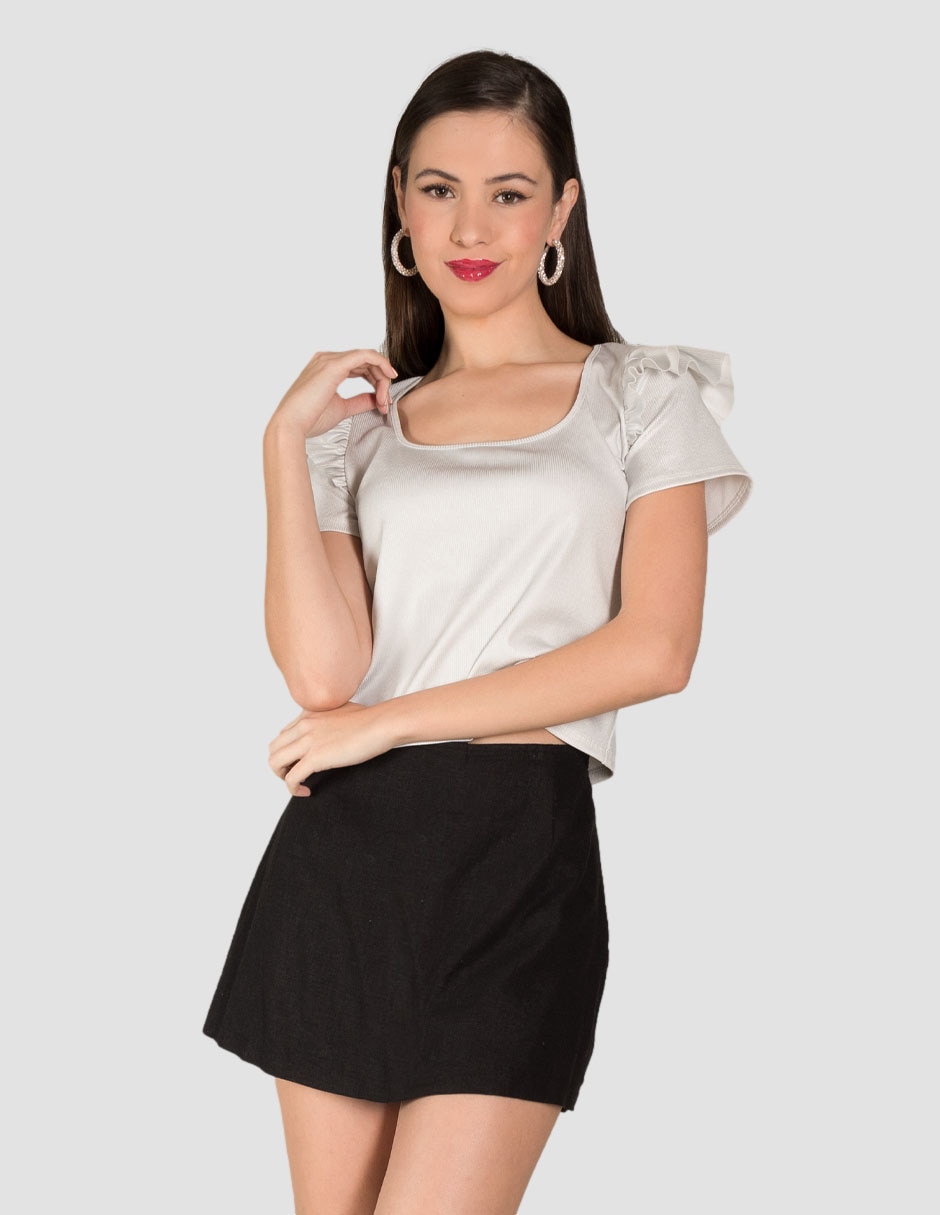 Playera manga corta cuello cuadrado mujer Playera manga corta cuello cuadrado mujer