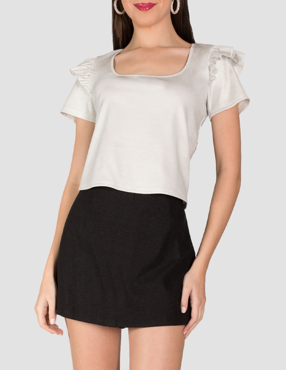 Playera manga corta cuello cuadrado mujer 4