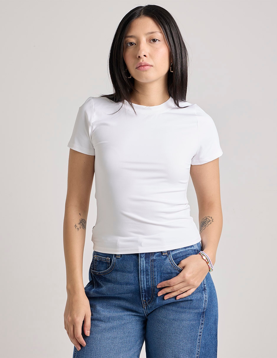Playera manga corta cuello redondo para mujer 1