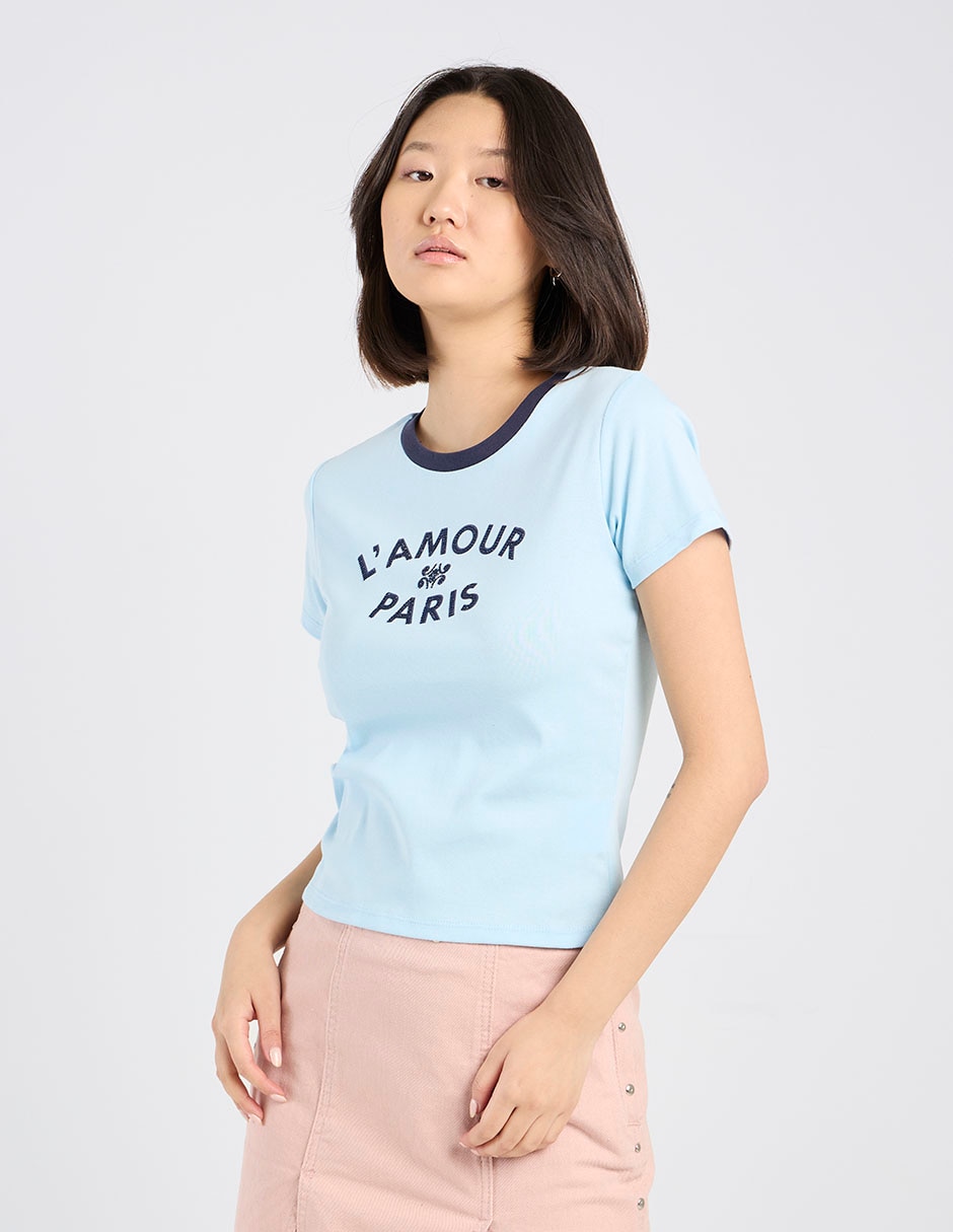 Playera manga corta cuello redondo para mujer 1