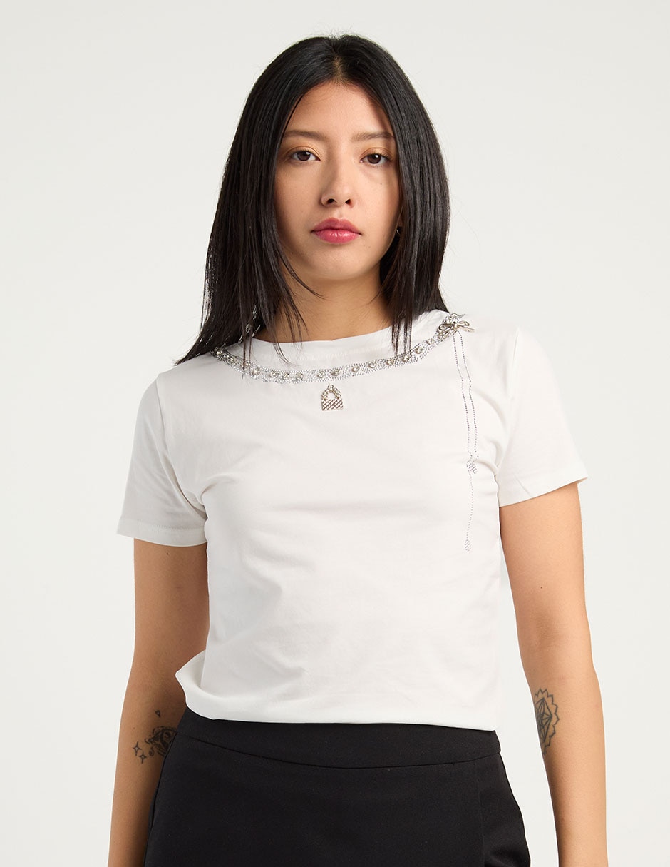 Playera manga corta cuello redondo para mujer 1