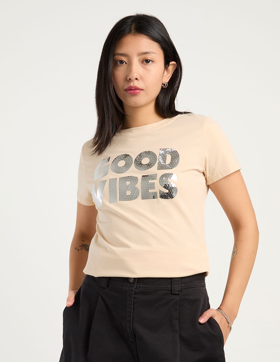 Playera manga corta Biography cuello redondo para mujer