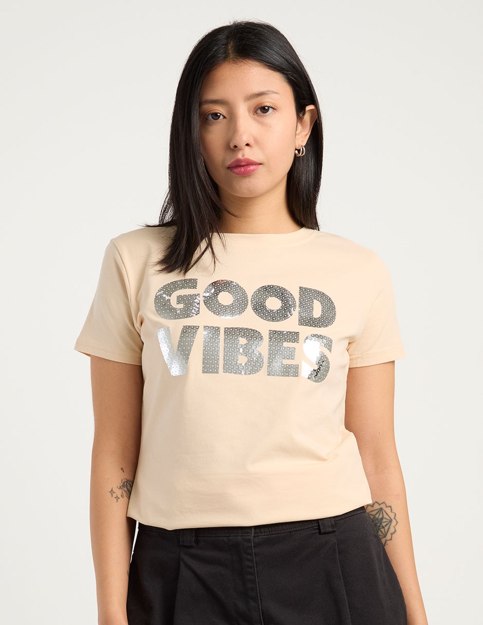 Playera manga corta Biography cuello redondo para mujer