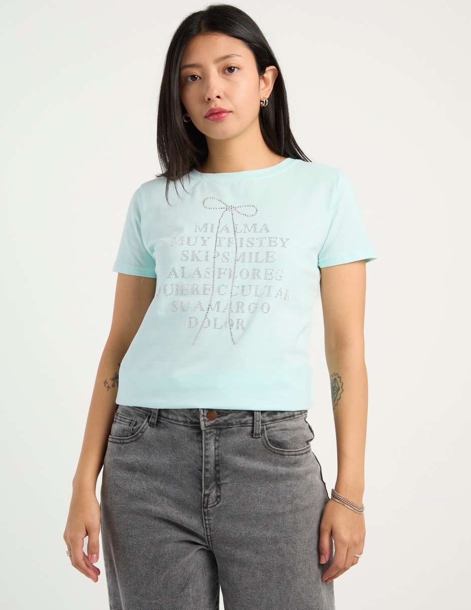 Playera manga corta cuello redondo para mujer 1