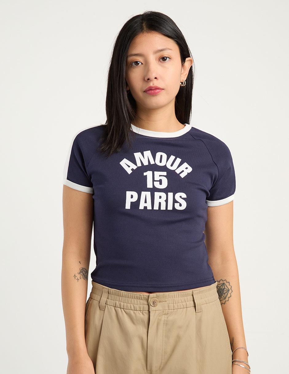 Playera manga corta cuello redondo para mujer 1