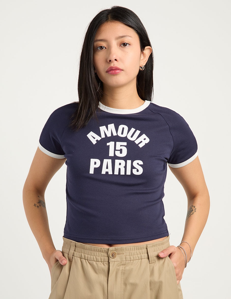 Playera manga corta cuello redondo para mujer 7
