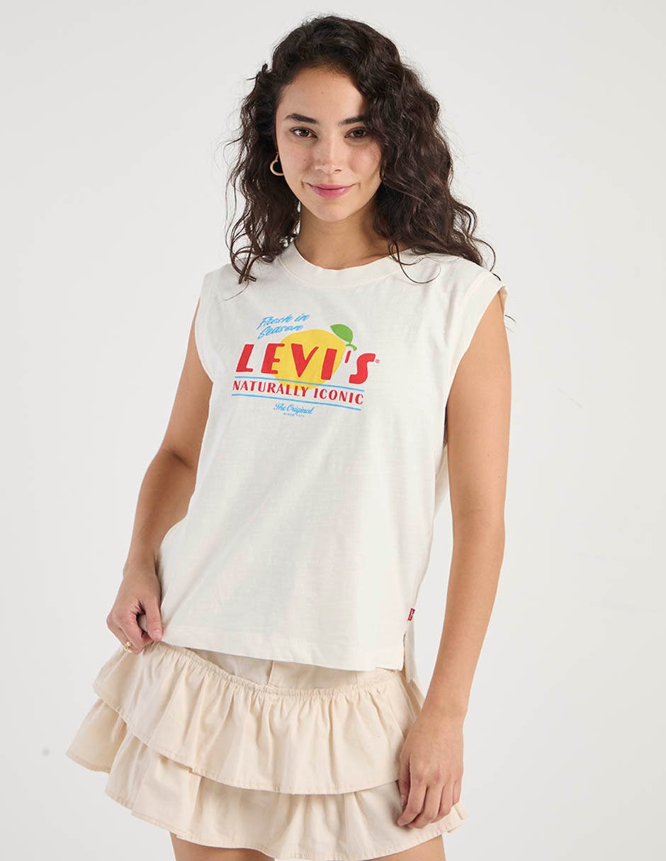 Playera sin manga cuello redondo para mujer 3