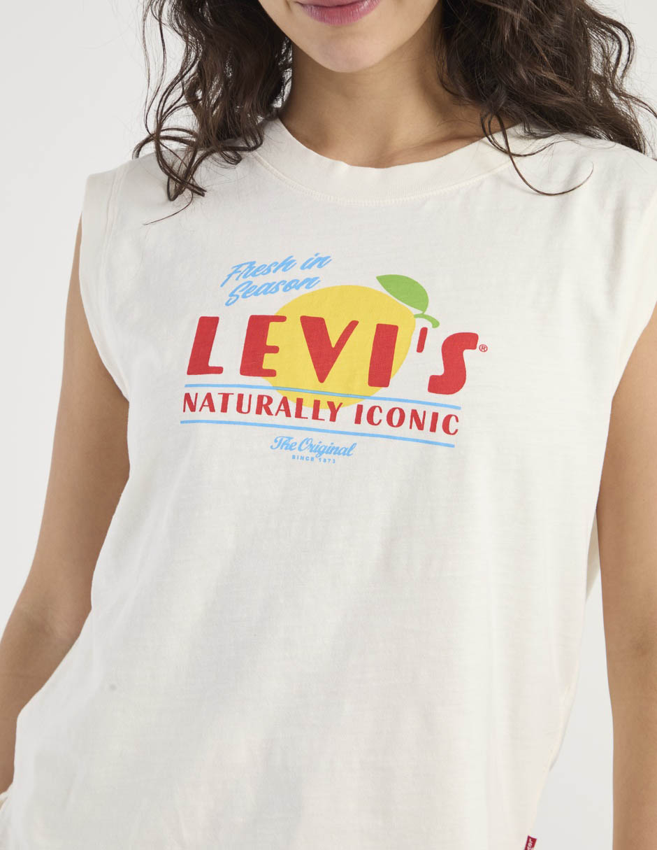 Playera sin manga cuello redondo para mujer 5