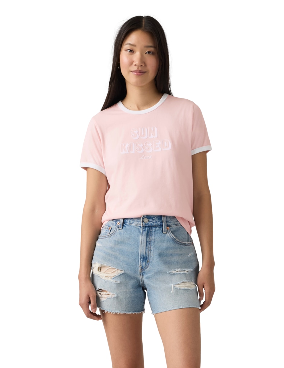 Playera manga corta cuello redondo para mujer