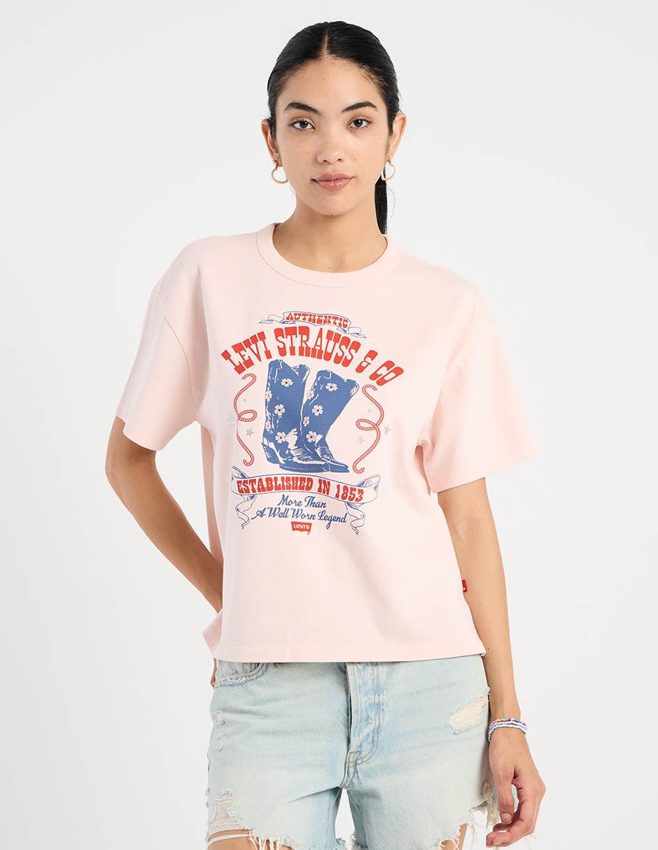 Playera manga corta cuello redondo para mujer