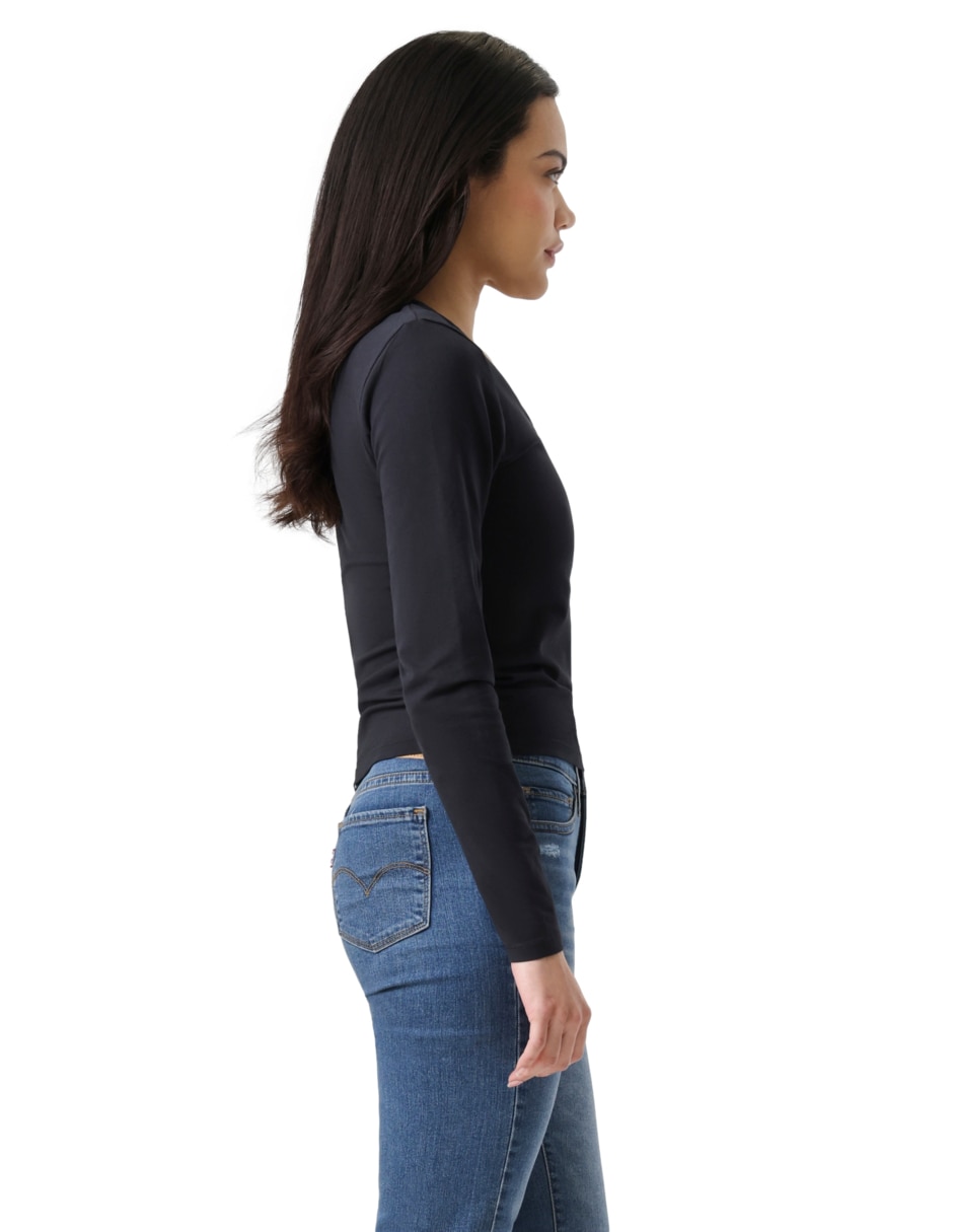 Playera manga larga cuello redondo mujer 5