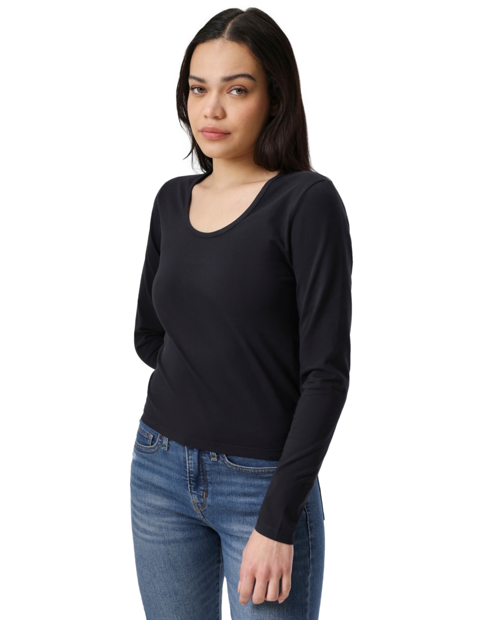 Playera manga larga cuello redondo mujer 6