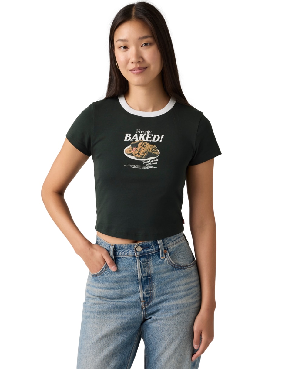 Playera manga corta cuello redondo para mujer