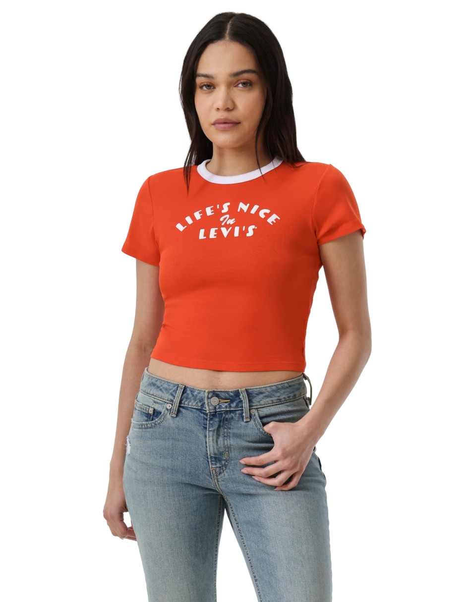 Playera manga corta cuello redondo mujer