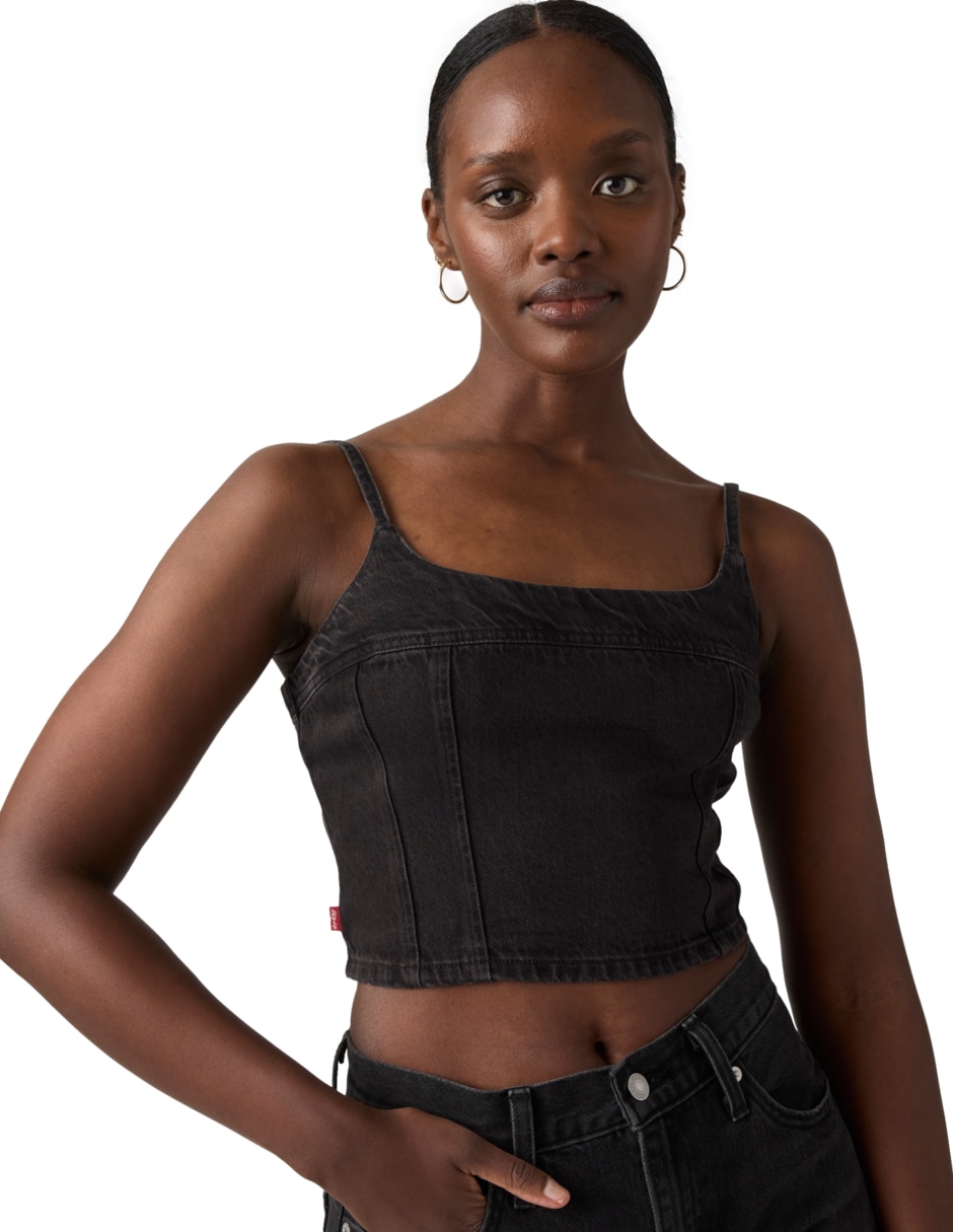 Top cuello cuadrado escote medio tirante delgado 3