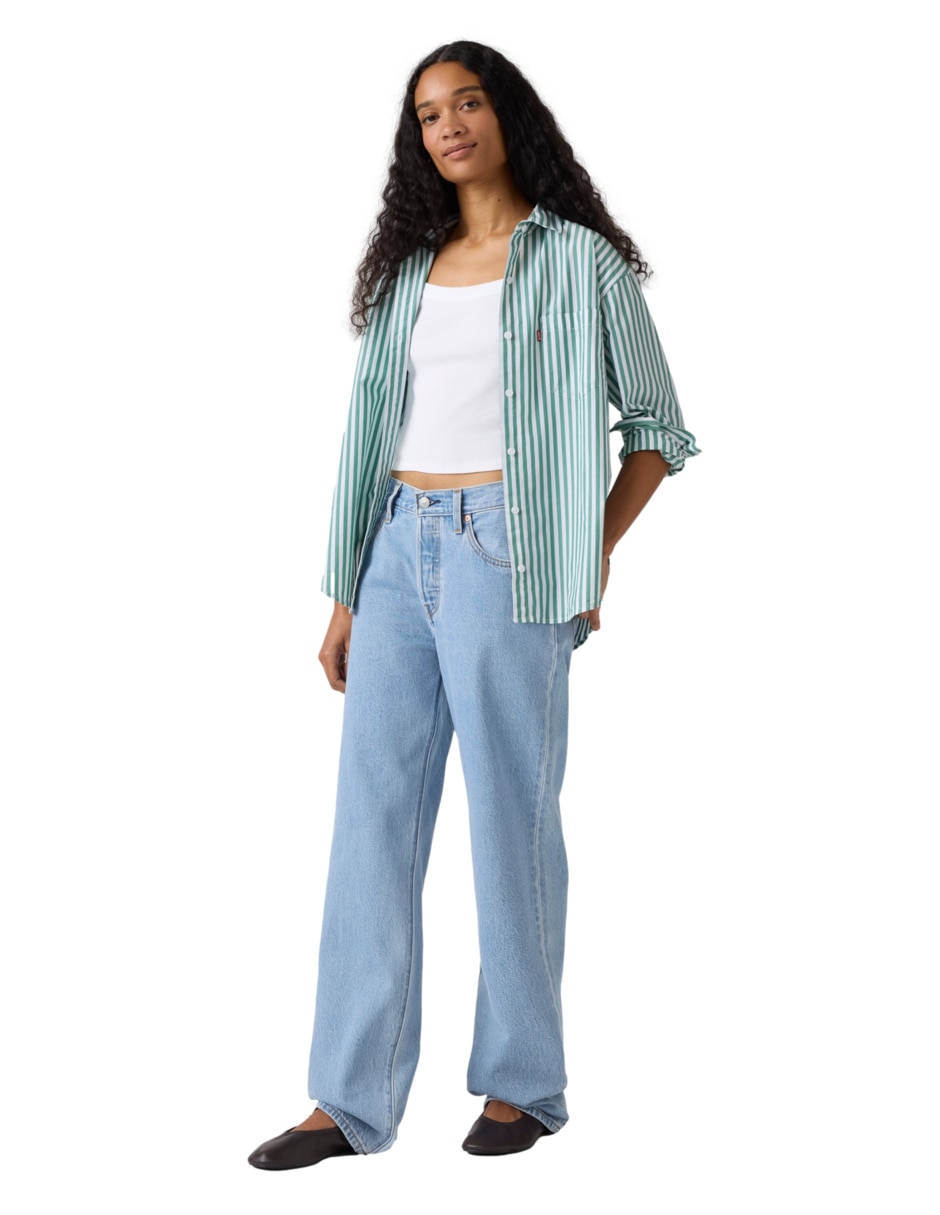 "jeans/jegging/jeans jogger" straight media cintura levi's 501 no aplica "para mujer"