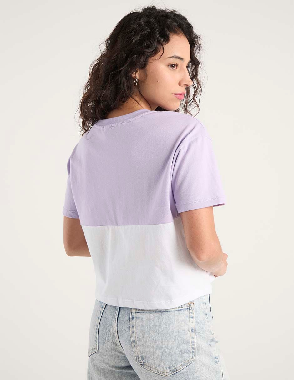 Playera manga corta Tee Bar Stitch cuello redondo para mujer