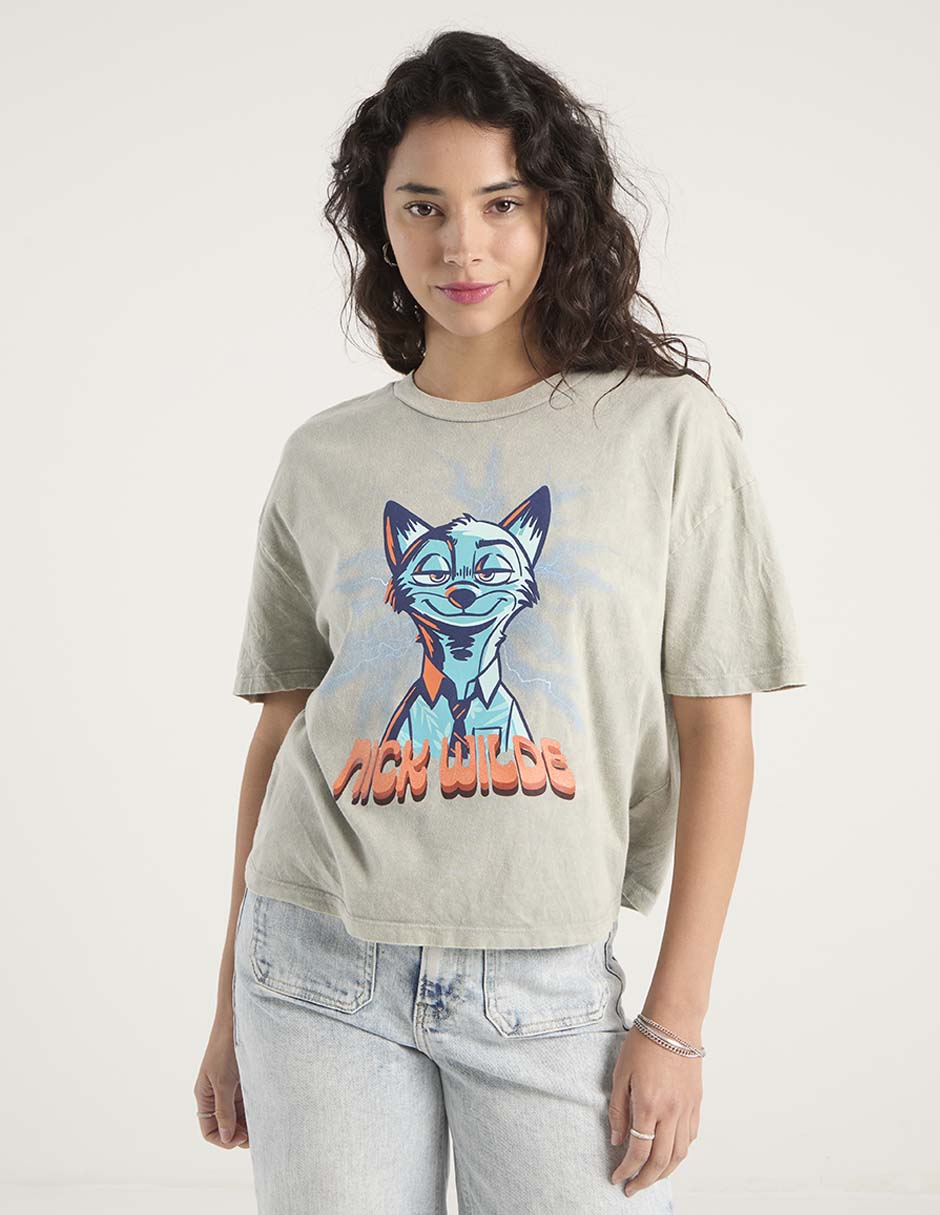 Playera manga corta Zootopia cuello redondo mujer Playera manga corta Zootopia cuello redondo mujer