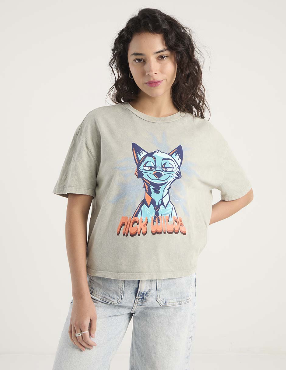 Playera manga corta Zootopia cuello redondo mujer 5