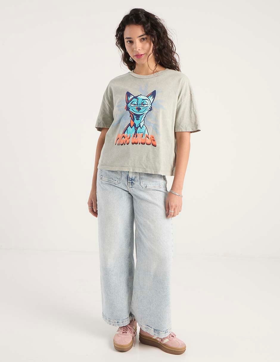 Playera manga corta Zootopia cuello redondo mujer 4