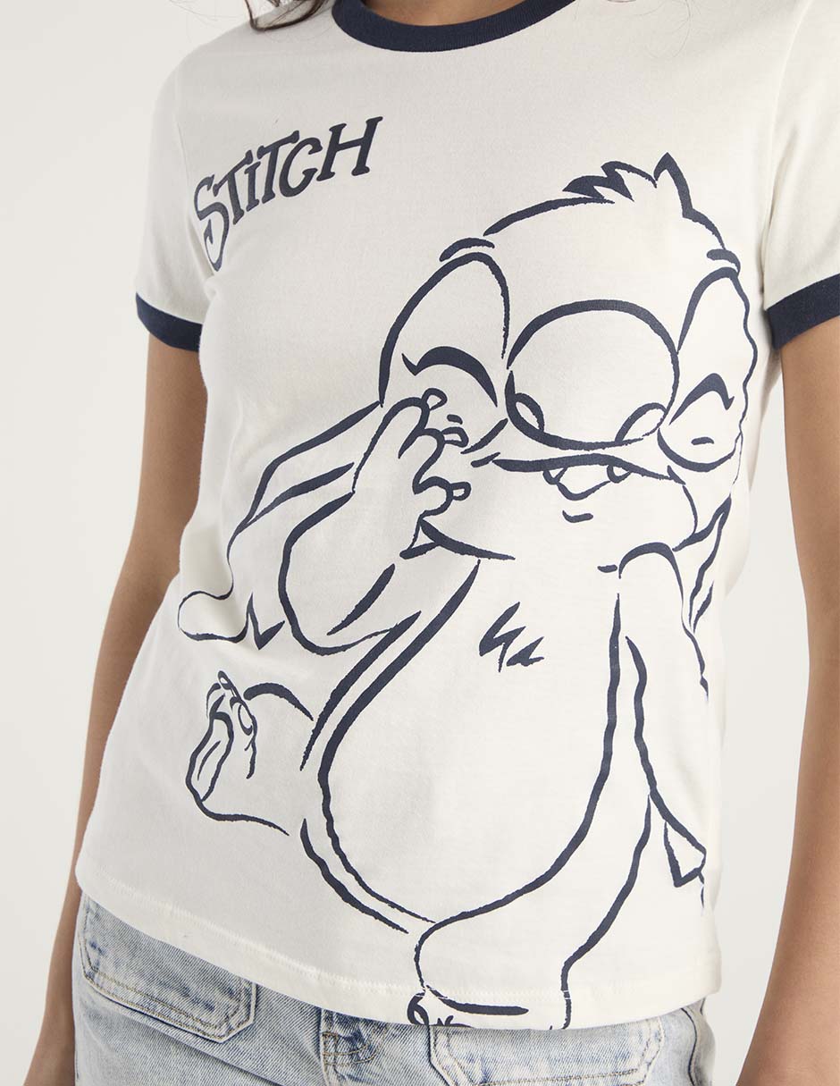 Playera manga corta Stitch cuello redondo para mujer 5