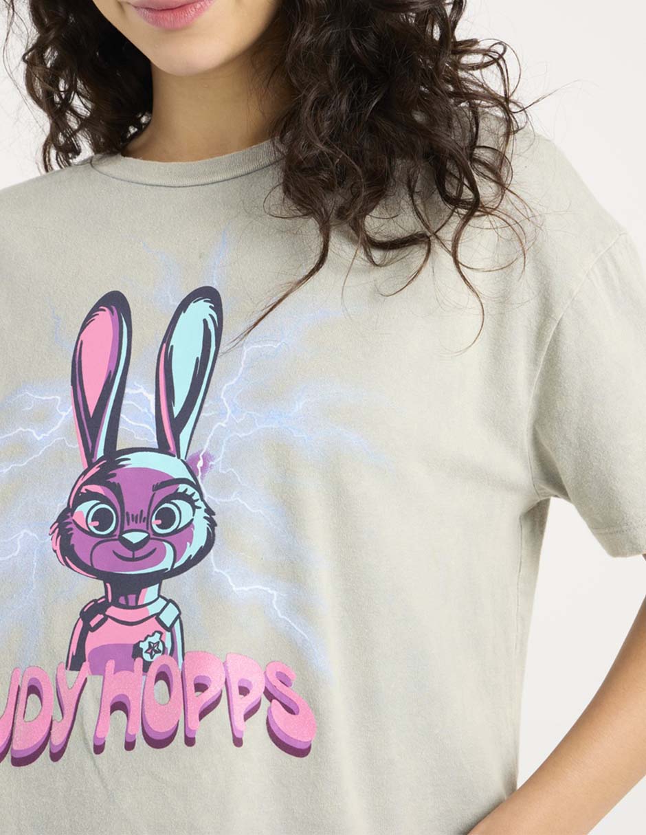 Playera Judy Hopps manga corta cuello redondo para mujer