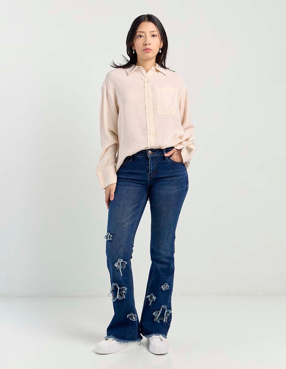 Jeans relaxed flare para mujer 7