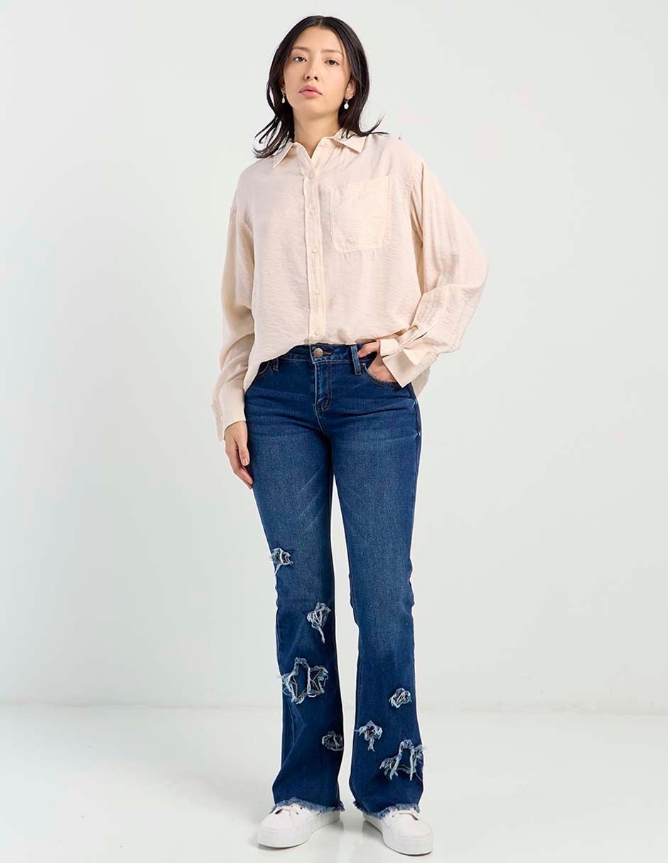 Jeans relaxed flare para mujer 8