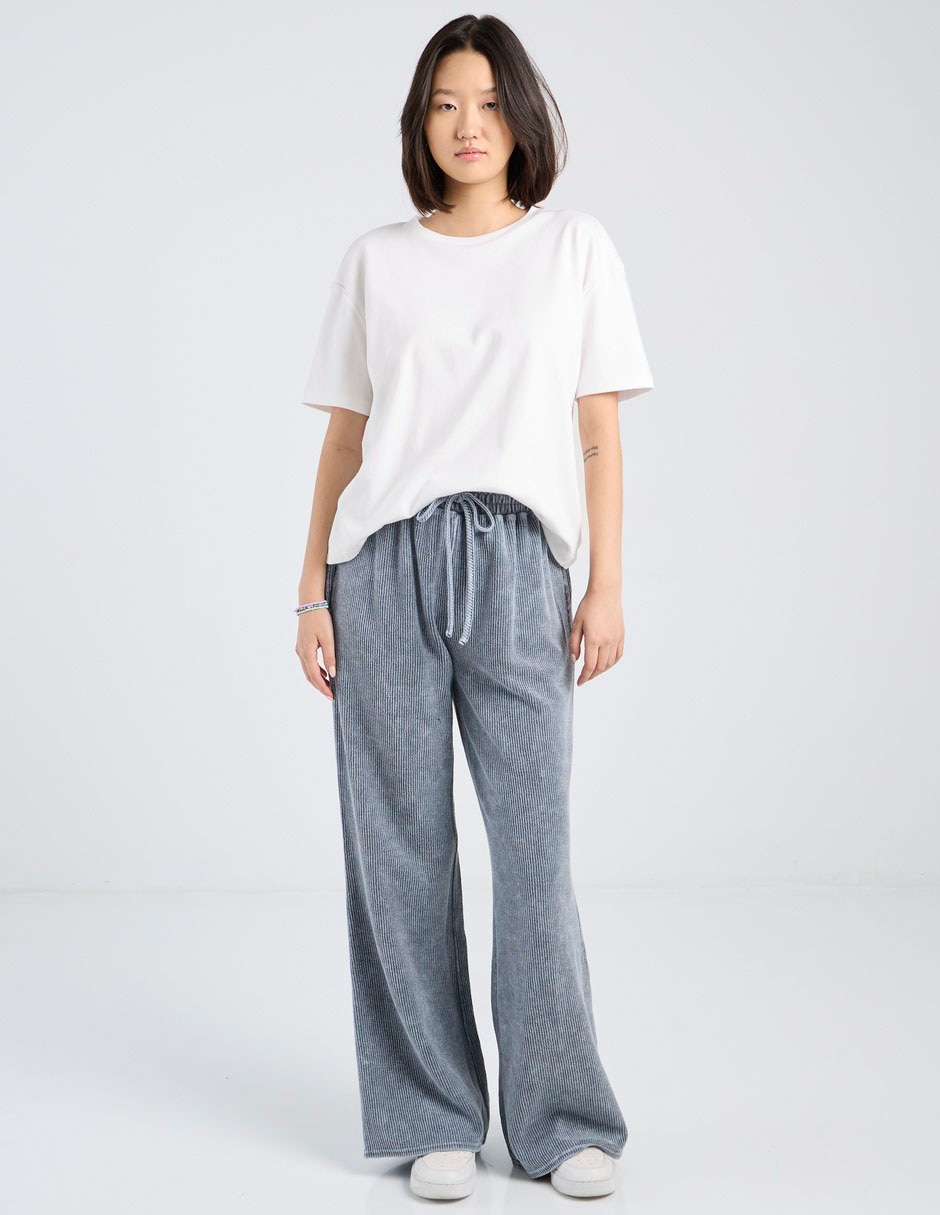 Pants wide leg Coffee Bean Juniors con jareta para mujer