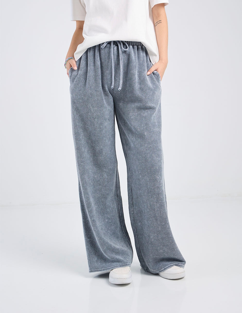 Pants wide leg Coffee Bean Juniors con jareta para mujer