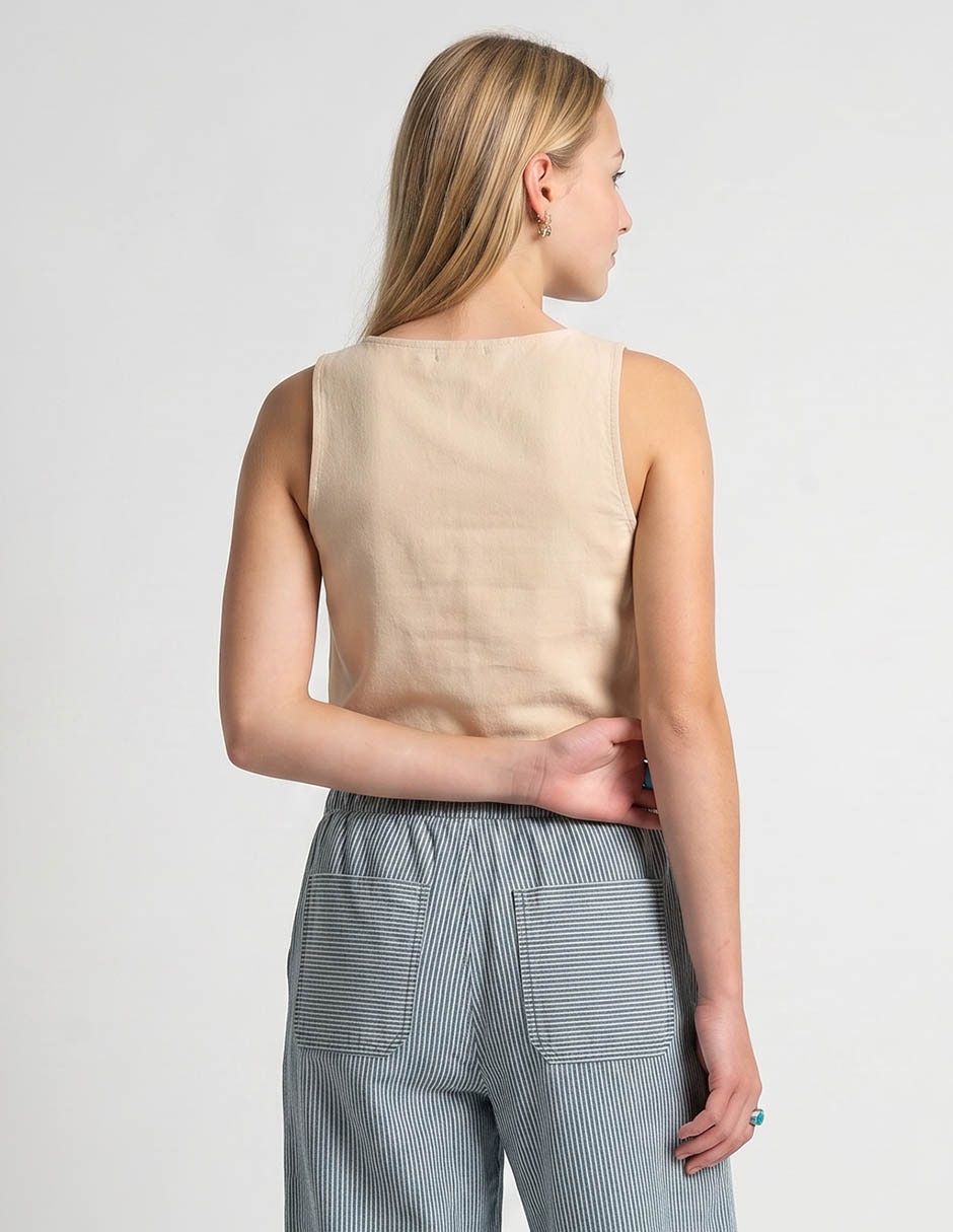 Jeans relajado Coffee Bean corte a la cintura para mujer