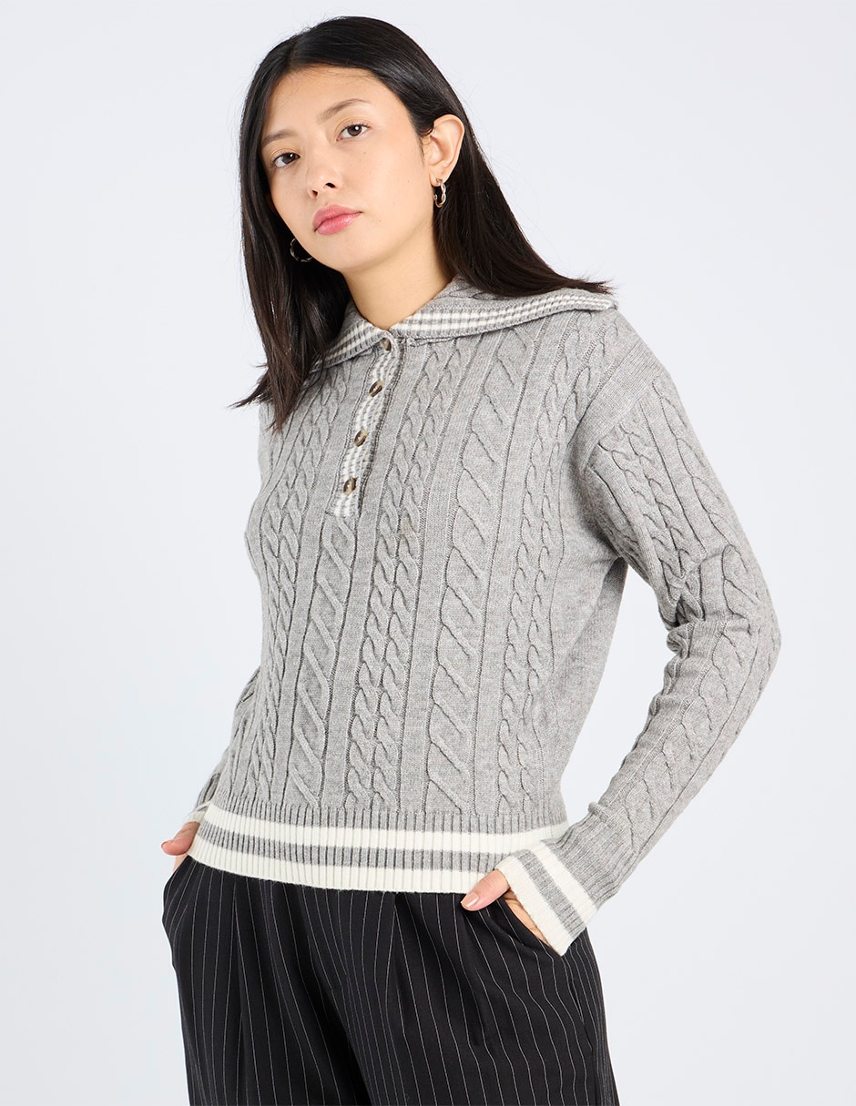 Suéter cuello solapa para mujer