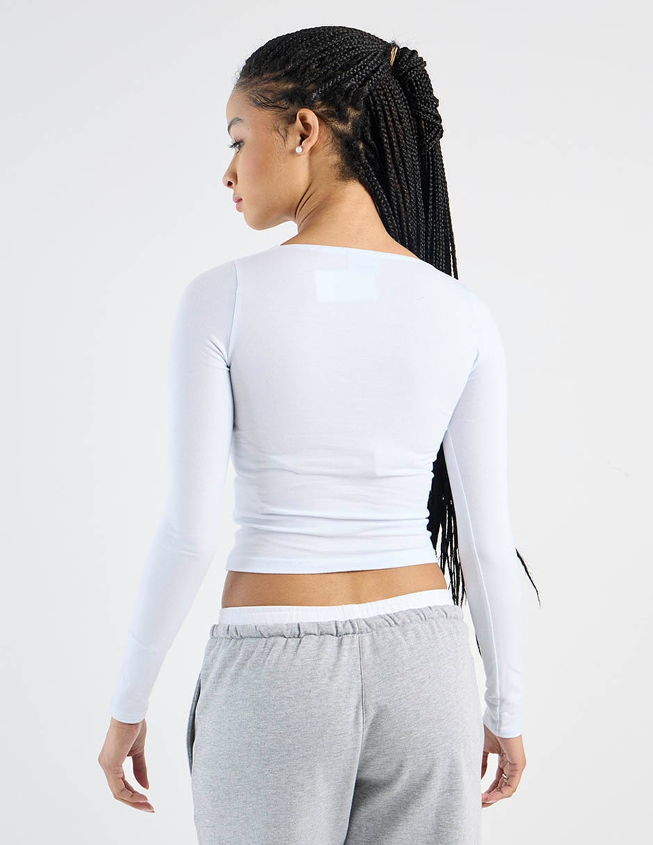 Playera manga larga cuello cuadrado para mujer 6