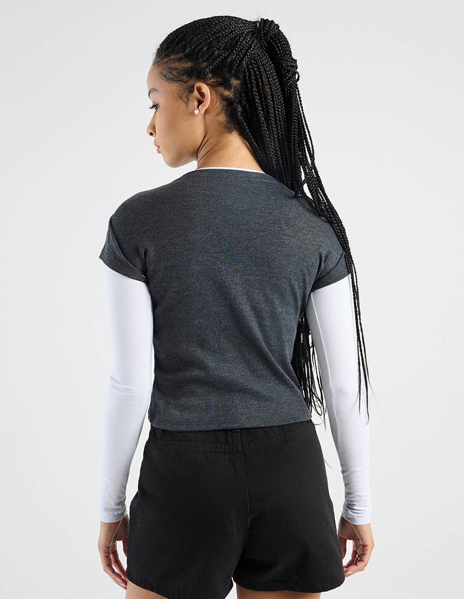 Playera manga larga cuello redondo para mujer 9