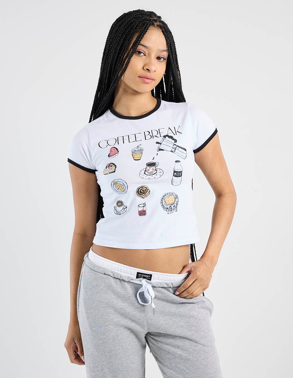 Playera manga corta 47St cuello redondo para mujer