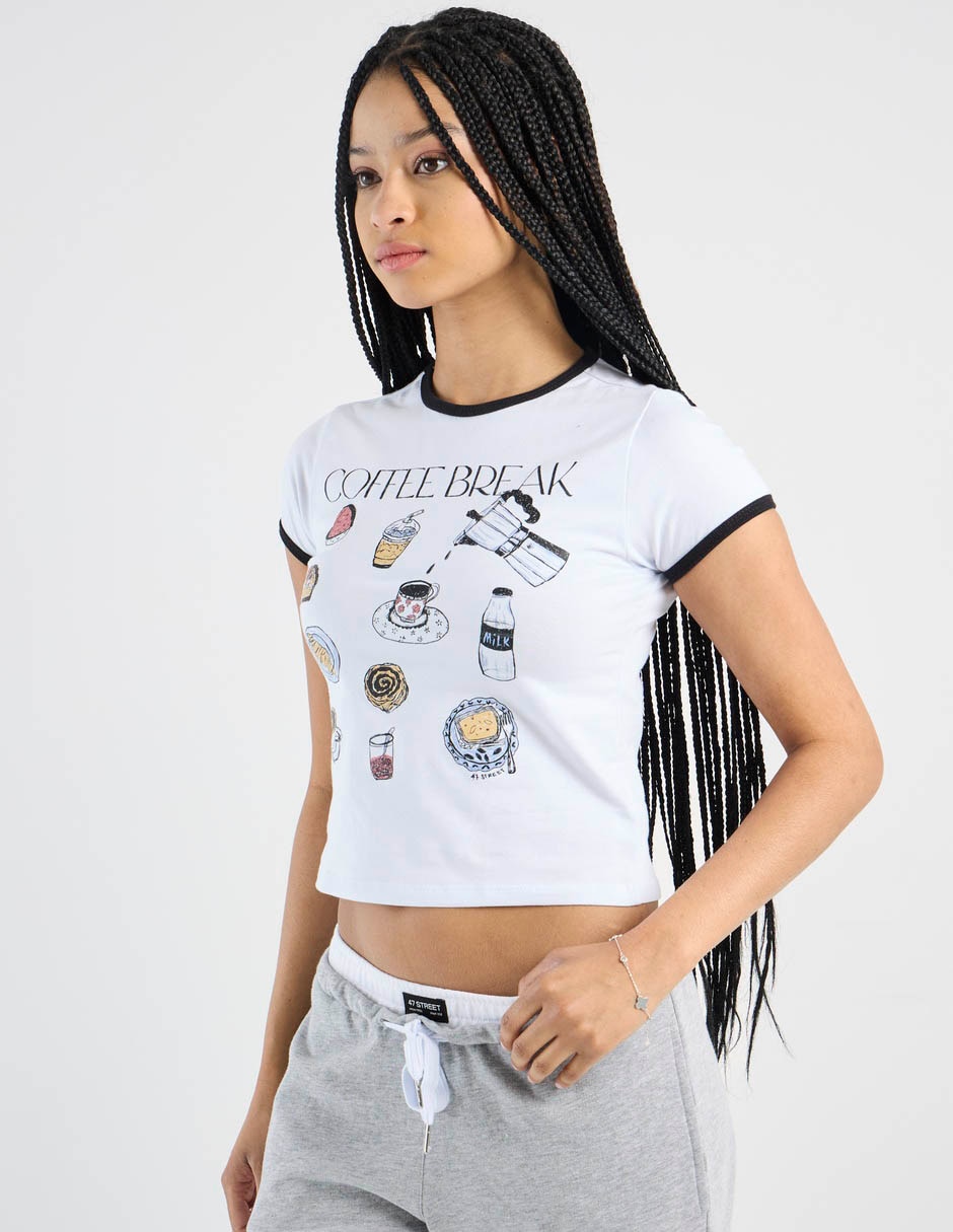 Playera manga corta 47St cuello redondo para mujer